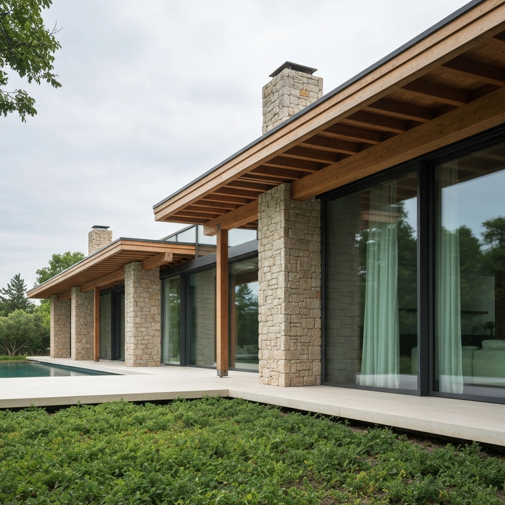 Modern minimalist villa with clean lines and natural materials, showcasing Angkasa Raya Arsitek's architectural design philosophy